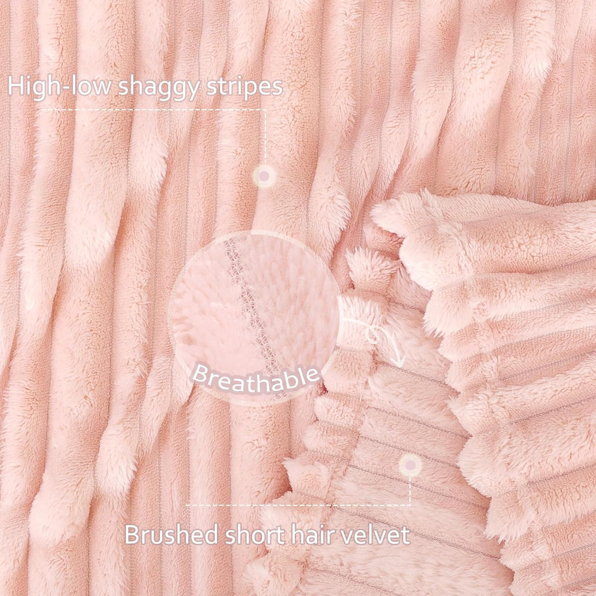 Pink Striped Design Baby Blanket for Boys Girls Fluffy Fleece