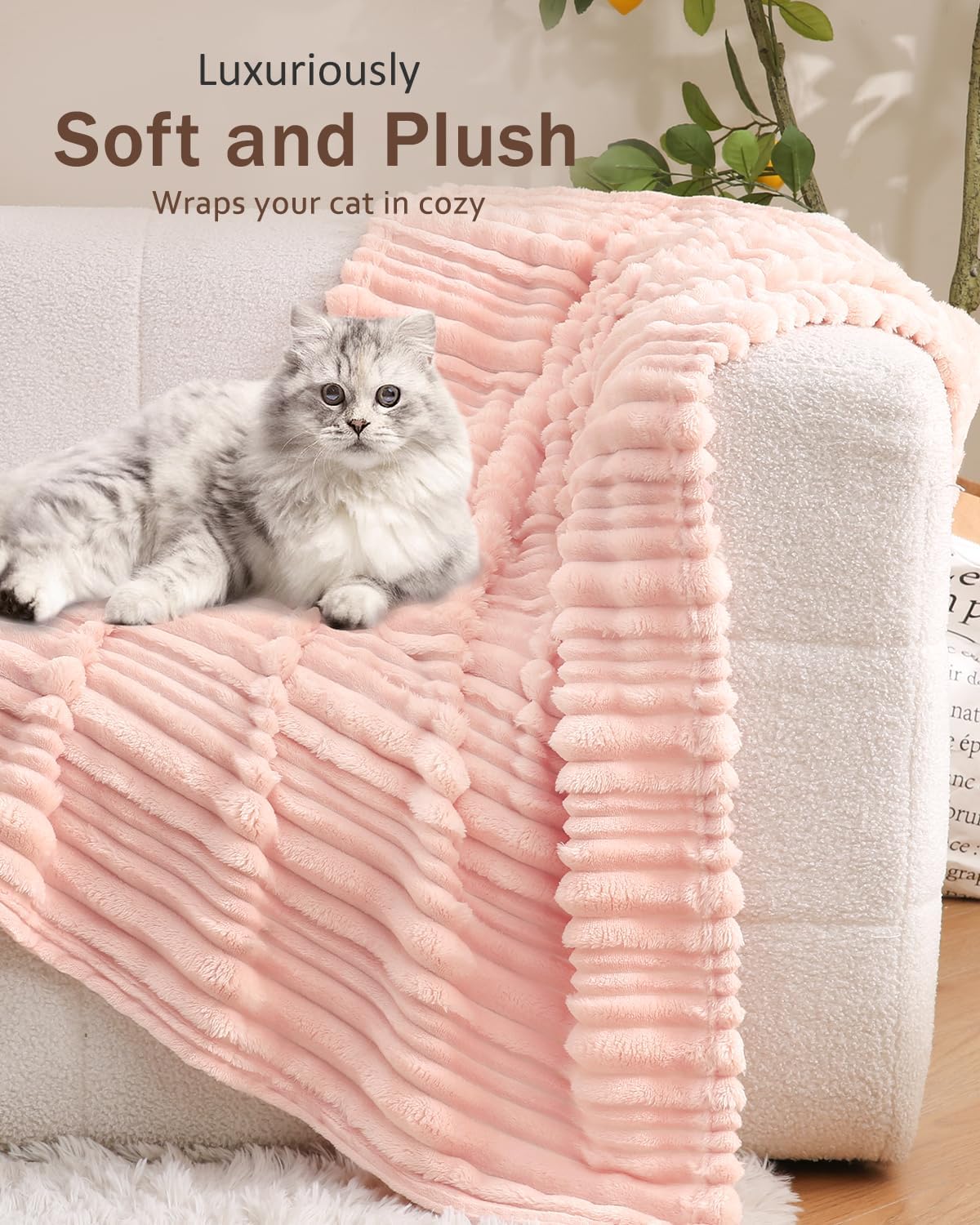 Pink Striped Design Baby Blanket for Boys Girls Fluffy Fleece