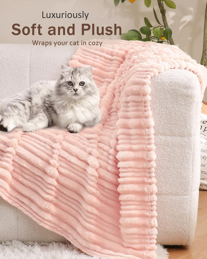 Pink Striped Design Baby Blanket for Boys Girls Fluffy Fleece