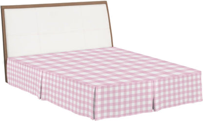 Bed Skirts Queen Size 16 Inch Tailored Drop Peach Pink Buffalo Checked Plaid Wrap Around Bed Skirt with Split Corners Hotel Quality Bedskirt Classic Grid Dust Ruffle for Queen Bed Skirt Bedroom Decor