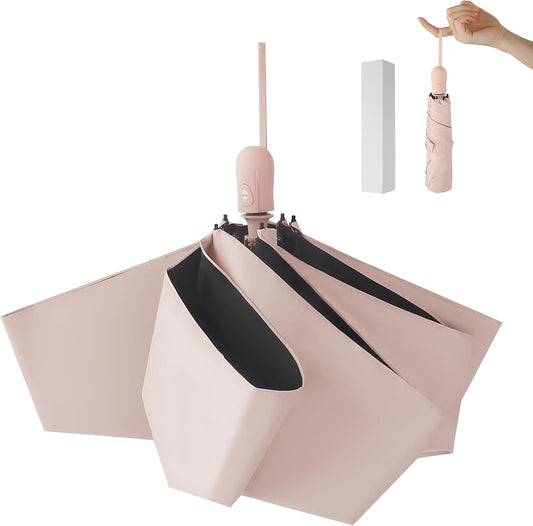 Ultra Lightweight Compact Umbrella 7.8 oz, Auto Open Close Folding Design for Sun & Light Rain, Mini Travel Accessory for Purse & Backpack, Portable UV Protection for Daily Commute, One-Person Use
