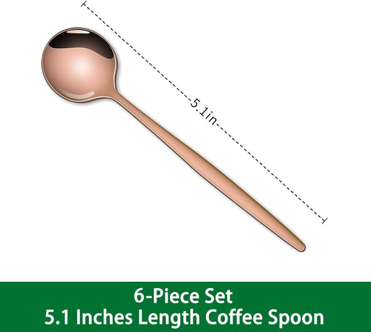5.1Inch Stainless Steel Coffee & Tea Spoons Set,Rose Gold Teaspoon,Small Spoons For Dessert or Tea,Espresso Spoon For Cafe