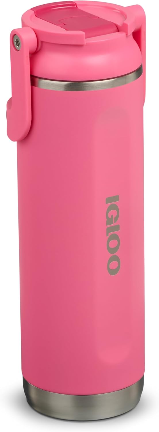 Igloo 20 oz Stainless Steel Tumbler | Sport Sipper Bottle | Thrift Pink