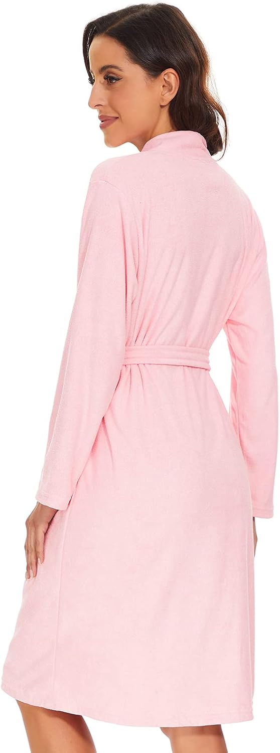 Vislivin Womens Lightweight Bathrobe Soft Kimono Robes Terry Cloth Bathrobe Knee Length Bath Gown