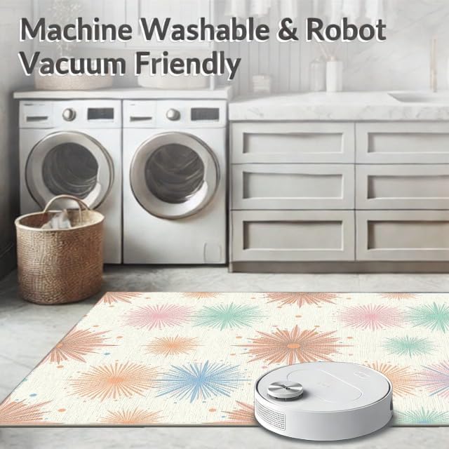 Design&I 4'x6' Smooth Finish Geometric Geometric Washable Mat, Peach Flatweave & Snag-Free Daily Traffic Ready Throw Rug for Dorm Room, Small Living Room, Apartment | 2299719