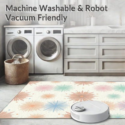 Design&I 4'x6' Smooth Finish Geometric Geometric Washable Mat, Peach Flatweave & Snag-Free Daily Traffic Ready Throw Rug for Dorm Room, Small Living Room, Apartment | 2299719