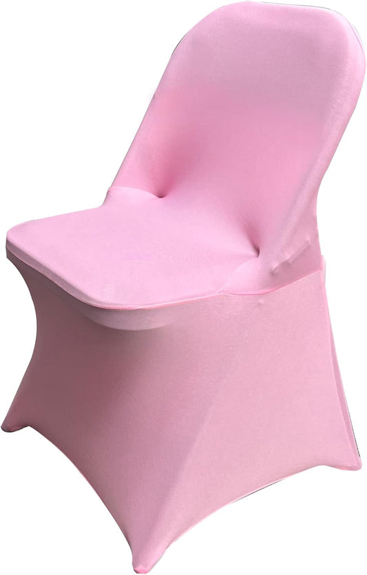 HAINARverS Stretch Spandex Folding Chair Covers 30PCS Universal Fitted Chair Cover Protector for Wedding,Party, Banquet, Holidays, Celebration, Decoration (Pink, 30 PCS)