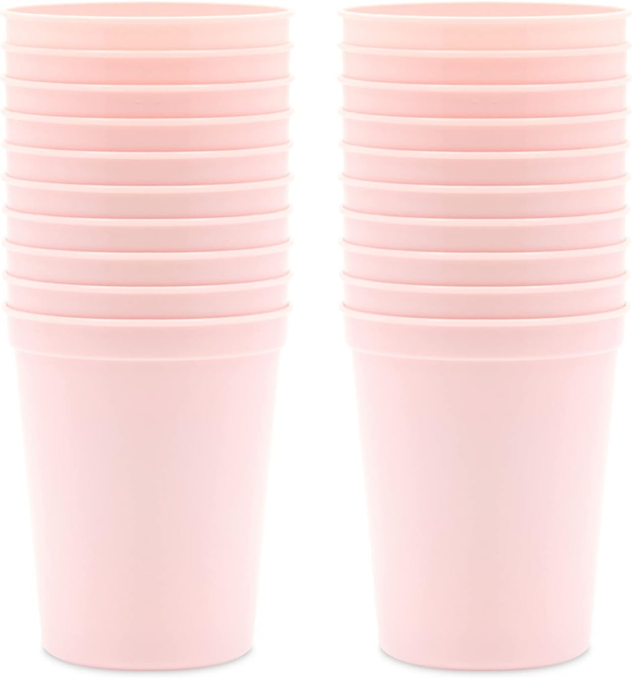 BLUE PANDA Reusable Plastic Cups - 16 Oz, Light Pink, 24 Count - Light Pink Stadium Tumblers & Pastel Stadium Cups - Washable Bulk Drinkware (Pack of 2)