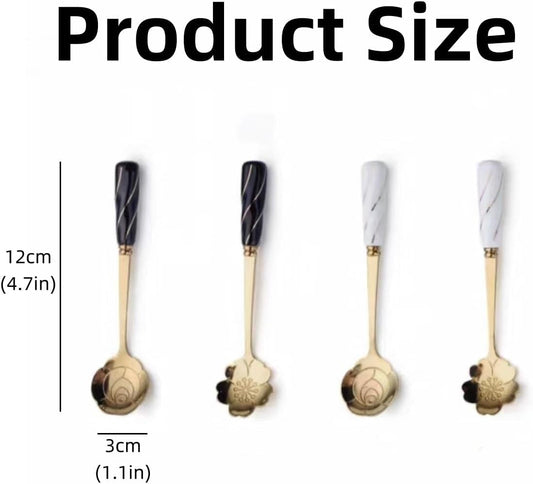 5-piece Ceramic Handle Stainless Steel Spoons Set - Flower-Shaped Coffee & Dessert Utensils, Creative Heat-Resistant Stirring Spoons For Soups, Gifts & Daily Use(Pink flower,Small)