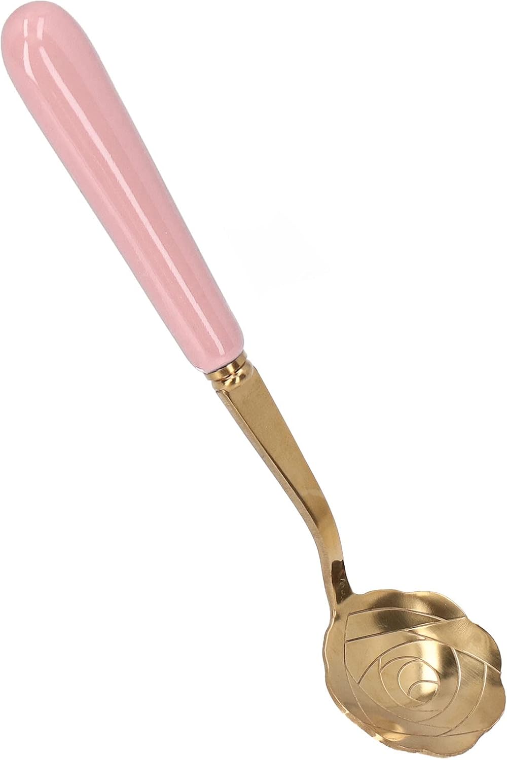 Flower Shaped Teaspoon Stainless Steel Tableware with Pink Handle, 5.1in Dessert Spoon - Elegant Rose Design, Comfortable Grip for Ice Cream & Tea (Pink Handle)