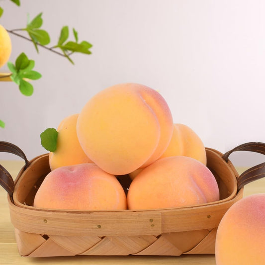 Artificial Yellow Peach, Lifelike Fake Fruit, Realistic Simulation Peach for Home Kitchen Table Cabinet Decoration, Photography Props, Party Display 6PCS