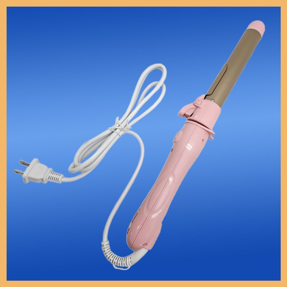 SdBeauty 1 Inch Automatic Rotating Curling Iron – Ceramic Barrel, Adjustable Heat, Pink & Gold – Creates Smooth, Long-Lasting Waves Without Pulling or Tangling