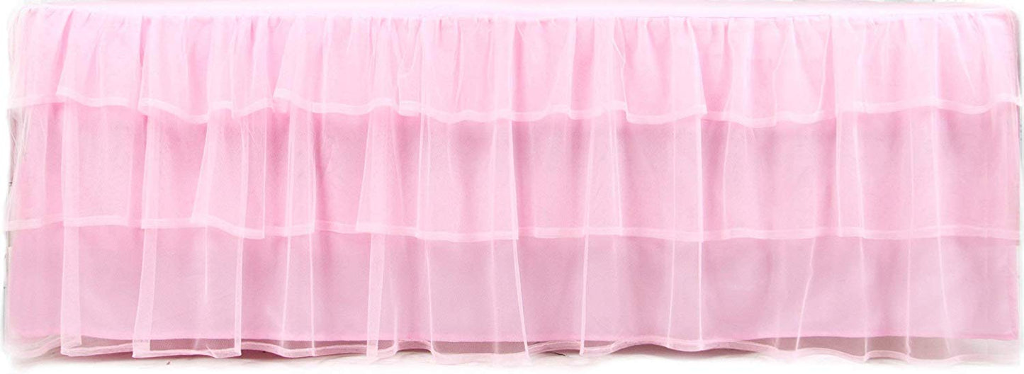 Tadpoles Triple Layer Tulle Twin Bed Skirt | 39" x 75" with a 16" Drop | Made of 100% Polyester Panels, 80% Polyester & 20% Cotton Lining | Soft, Smooth & Durable | Ideal for Kids | Pink