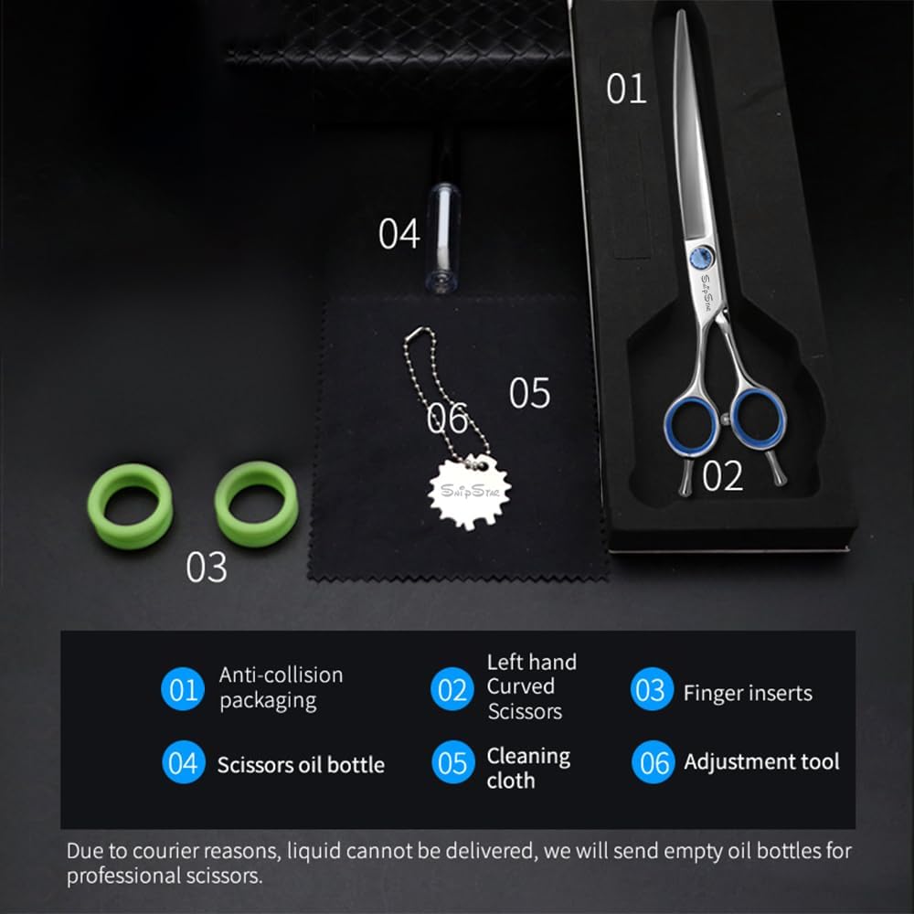 7in Professional Curved Dog Grooming Scissors, 30 Degree Bend Pet Cutting Shears, Cat Dog Trimming Scissors for Grooming Face Paws, VG10 Stainless Steel Sharp Blade Pet Shears, Pink