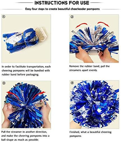 2pack/4pack 13" Cheerleading Metallic Foil & Plastic Ring Pom Poms Cheerleading Poms 100g