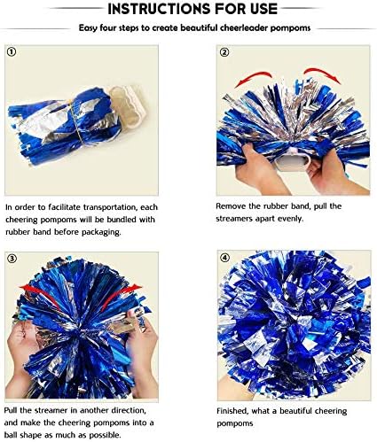 2pack/4pack 13" Cheerleading Metallic Foil & Plastic Ring Pom Poms Cheerleading Poms 100g