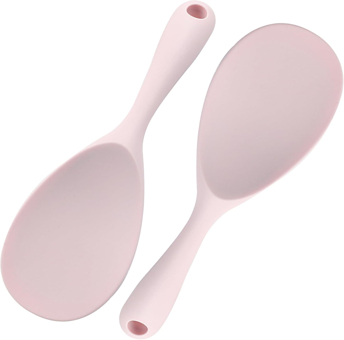 Murtenze 2Pcs Pink Silicone Rice Paddle Spoon，Non Stick Heat Resistant Kitchen Gadge Rice Spoon for Rice, Salads, Mashed Potato