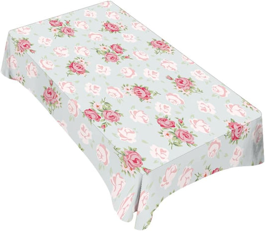 TKS MITLAN Pink Rose Tablecloth Decor Chic Flowers Romantic Vintage Style Spring Table Cloth Dining Room Kitchen Table Cover 60" X 84" Oblong/Rectangle