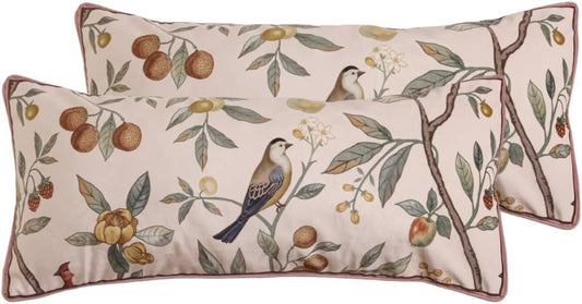 bilin gaier Velvet Floral Pillow Covers with Zipper,Pink Vintage King Size Pillow Cases 12×28 Inches Set of 2,Rectangle Lumbar Pillow Cover Decorative for Couch,Christmas,Home,Thanksgiving-Dewey an