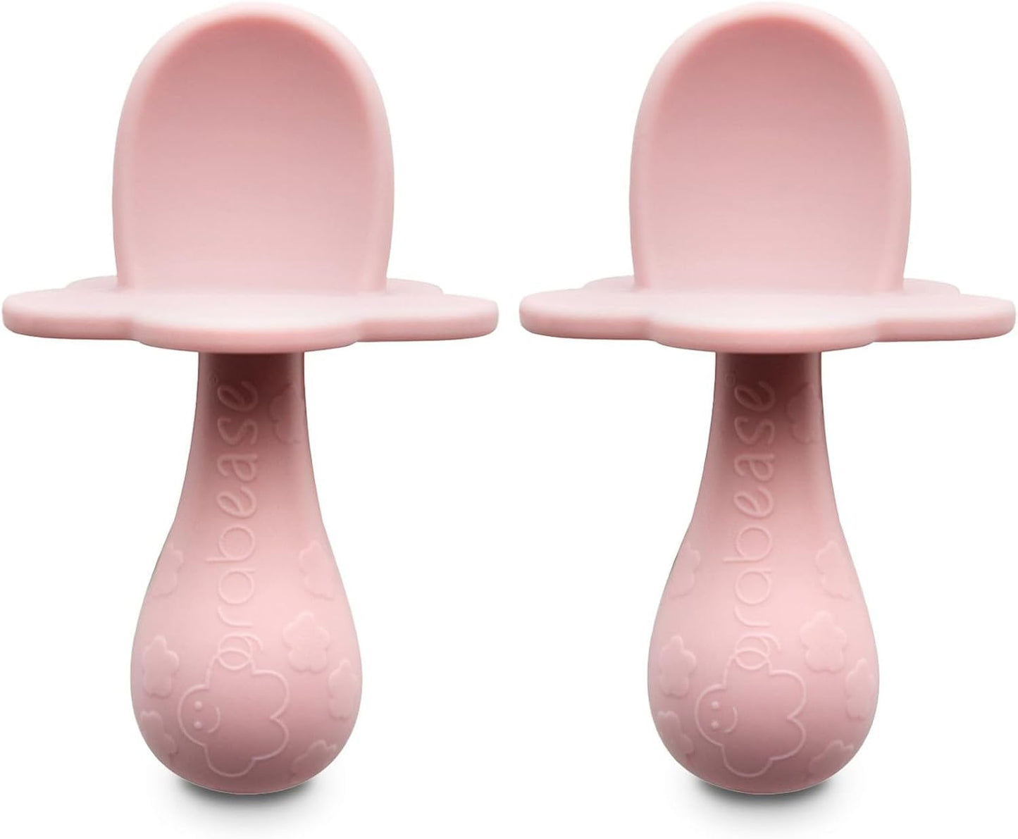 Grabease Spoon - Silicone Spoons 2-Pack Blush - Soft Utensils - Dishwasher-Safe, Easy-Grip