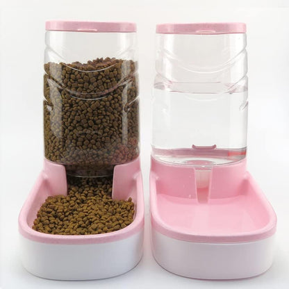 Automatic Cat Feeder Gravity Dog Feeder 1 Gallon Pet Feeder, Self-Dispensing Pet Feeder Bowl for Small and Medium Sized Pets Large Capacity (Pink)