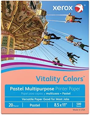 Xerox® Vitality Colors™ Multi-Use Printer & Copy Paper, 1 Ream, Salmon, Letter (8.5" x 11"), 500 Sheets Per Ream, 20 Lb,