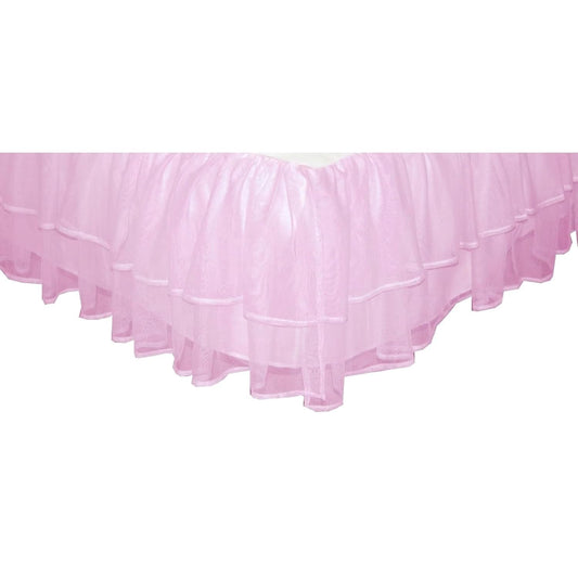 Tadpoles Triple Layer Tulle Twin Bed Skirt | 39" x 75" with a 16" Drop | Made of 100% Polyester Panels, 80% Polyester & 20% Cotton Lining | Soft, Smooth & Durable | Ideal for Kids | Pink