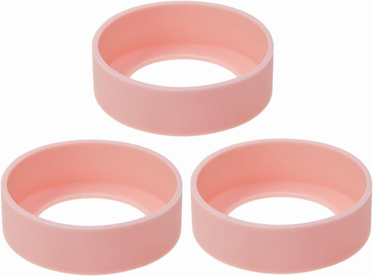 ONLYKXY 3pcs 6cm Silicon Protective Cup Mat Sleeve Heat-Resistant Bottle Holder Rubber Coaster Tumblers Protector Base Pad Non-Slip Bottom Cover Ring Accessories for Thermos Cup (Light Pink)