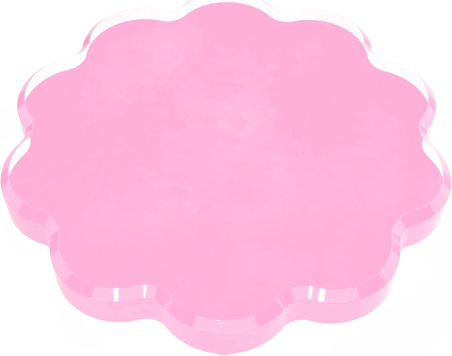 GRAHAM DESIGN Scalloped Acrylic Drink Coaster Set 4‑Pack with Holder – Pink Minimalist Beverage Coasters, Non‑Slip Table Protector, Modern Housewarming Gift
