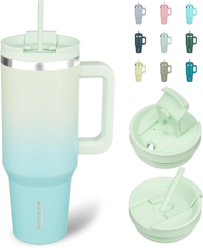 BJPKPK 40 oz Insulated Tumbler With Lid And Straw Stainless Steel Tumblers Cup With Handle For Women And Men,Mint