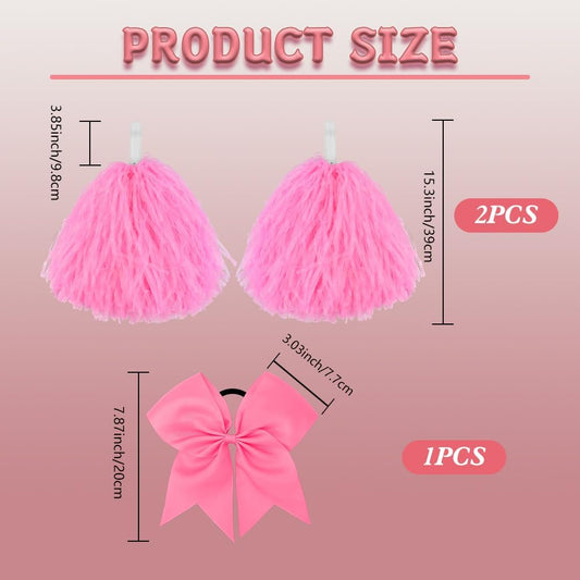 10 in Pom Poms Cheerleading,Cheer Hair Bow,Cheerleader Pom Poms,Cheerleading Accessories for Girls,Spirit Sticks Cheerleading for Basketball Football Team Cheerleading Dance