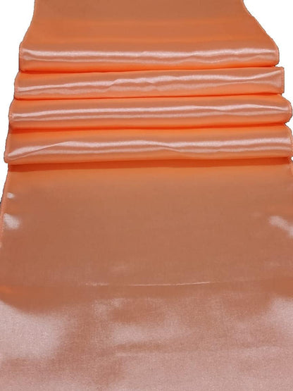 Satin Table Runner for Wedding Banquet Decoration, 12 x 108 inch, Peach, Set of 10