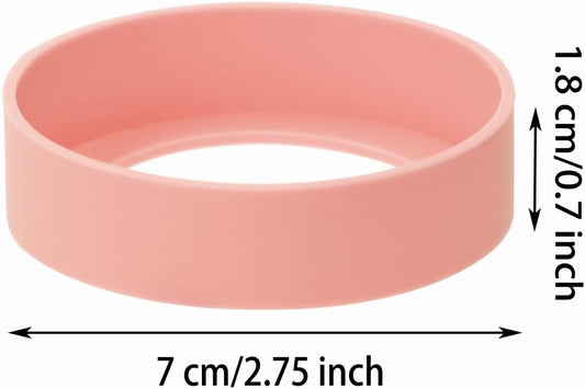 ONLYKXY 3pcs 7cm Silicon Protective Cup Mat Sleeve Heat-Resistant Bottle Holder Rubber Coaster Tumblers Protector Base Pad Non-Slip Bottom Cover Ring Accessories for Thermos Cup (Light Pink)