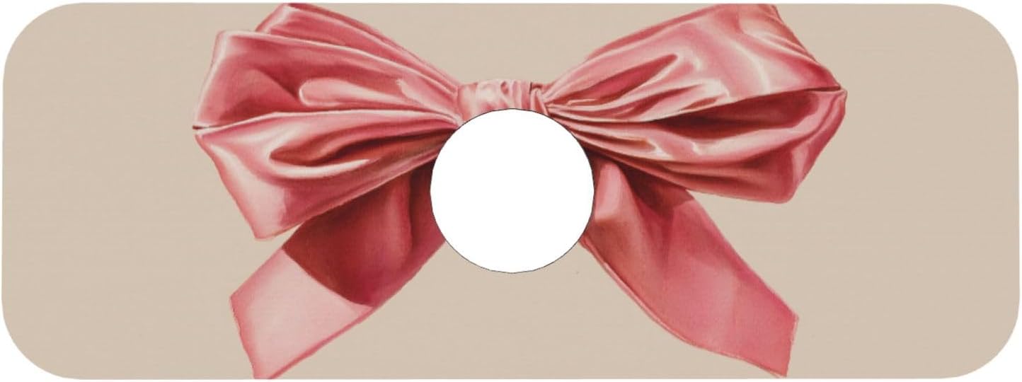 Watercolor Pink Velvet Bow On Light Beige Faucet Mat Splash Guard, Absorbent Quick-Dry Kitchen Sink Mat,Ideal For Splash Guard Drip Catching