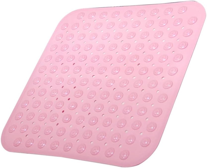 Non-Slip Bath Rug Mat Dots Suction Cups 48x48cm Bath Mat for Shower Pink