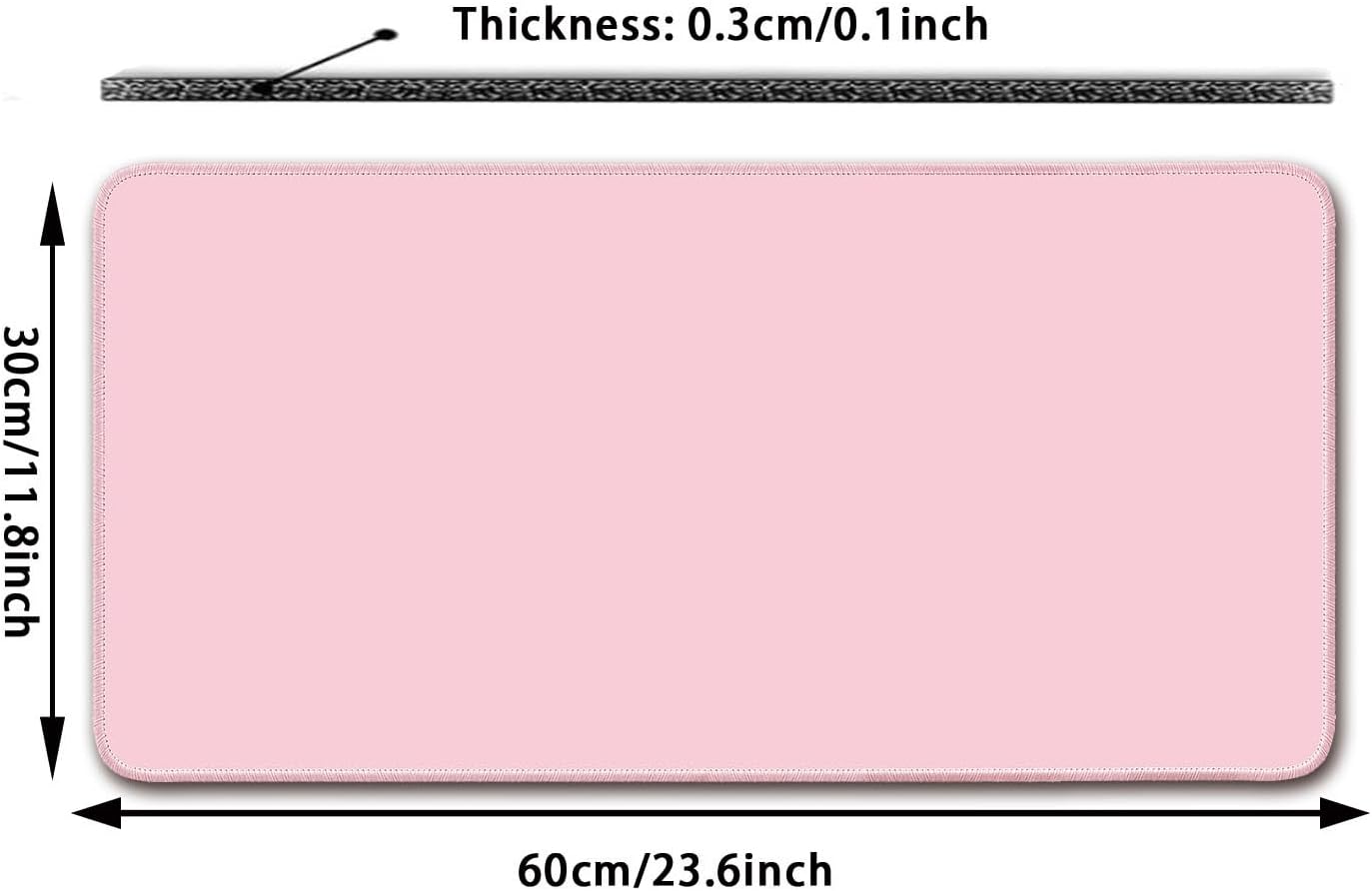 Large Mouse Pad, Non-Slip Desk Blotter, Office & Gaming, Pastel Pink, 24x12 inch