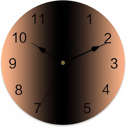Wall Clock Ombre Coral Pink Black 14" Round Silent Non-Ticking PVC Clocks Gradient Color Battery Operated Round Clock for Living Room Bedroom Office Kitchen Wall Decor