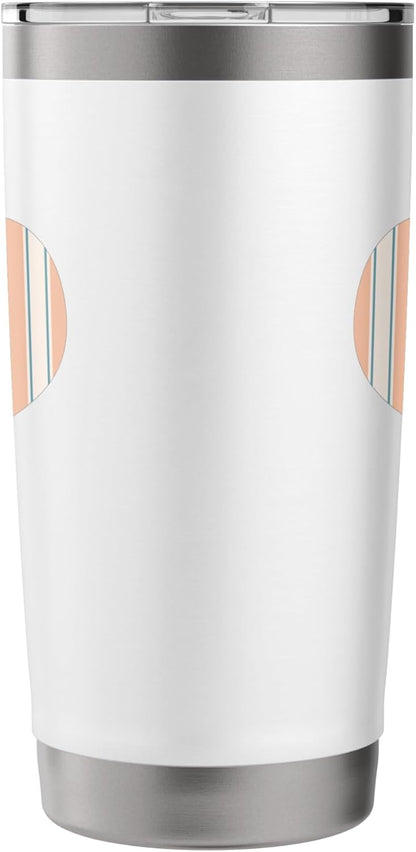 Cute Pastel Peach and Cream Classic Vertical Stripe Pattern Stainless Steel Insulated Tumbler