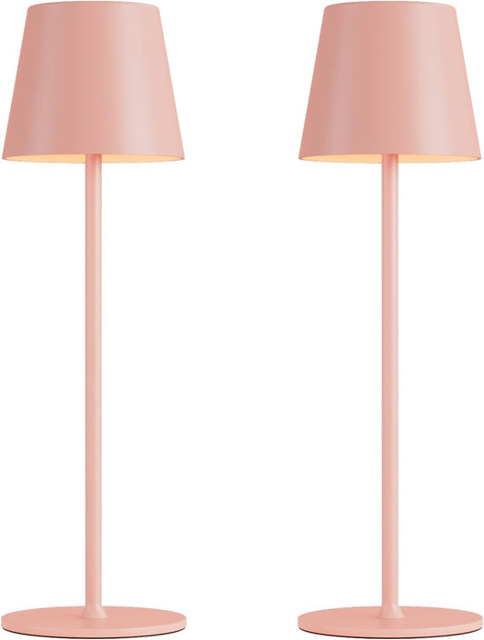 Kakanuo Cordless Table Lamp Rechargeable Pink - KK 2 Pack 5000mAH Battery Operated Lamp for Counter, 3 Color Stepless Dimming Wireless Lamp for Dining Kitchen, Outdoor Patio, Touch Control