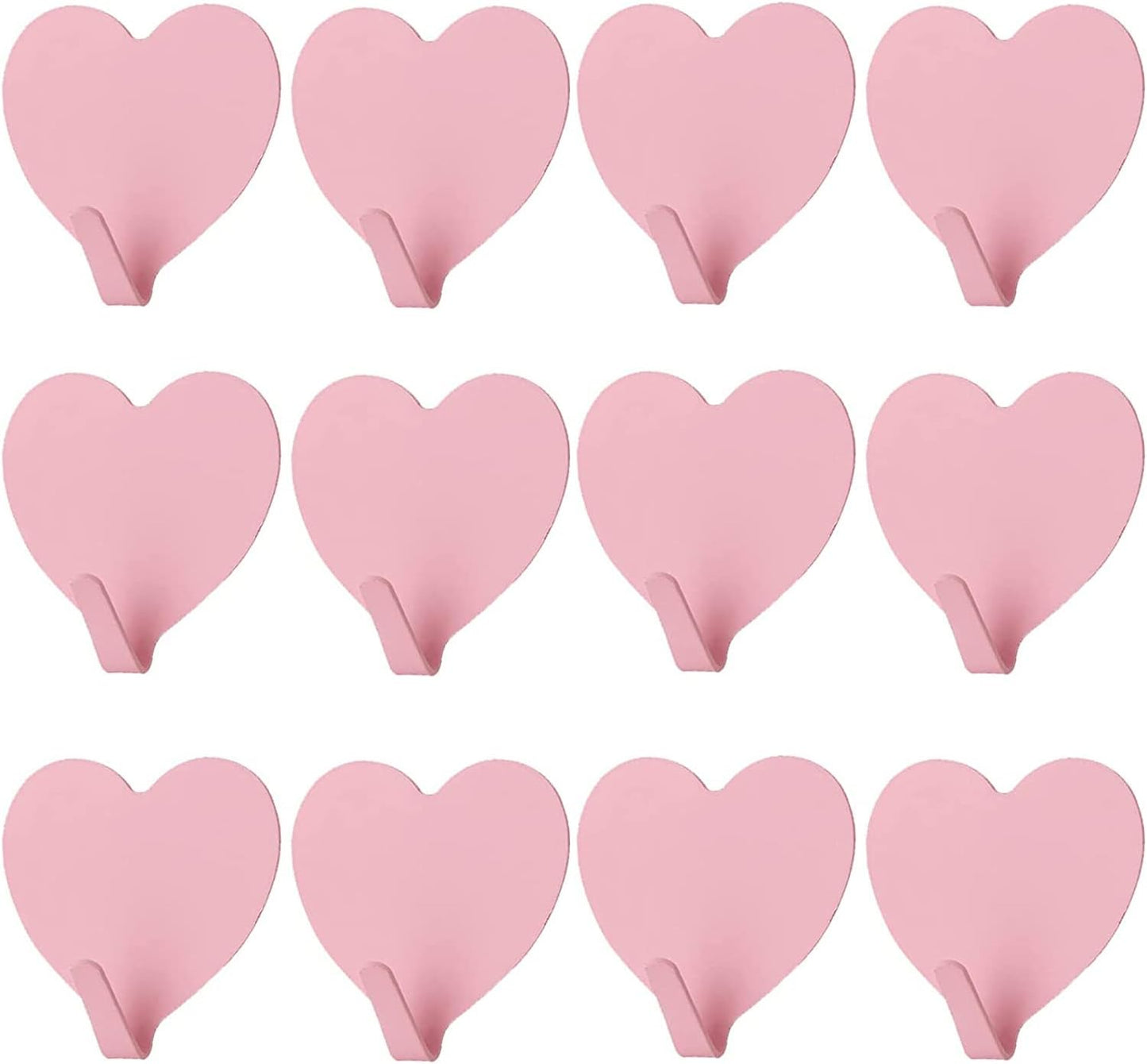 JtmyAota 12 Pack Heart Shaped Decorative Wall Hooks, Stainless Steel Strong Adhesive Wall Hook for Home Kitchen Bathroom Office