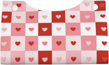 Checkerboard Valentine Squares Pink Hearts Tissue Box Cover Rectangle Pu Leather Tissue Box Holder for Car Bathroom Bedroom Desk Tabletop Decor