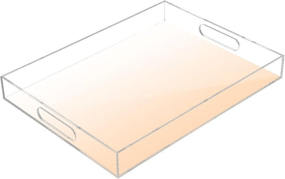 Peach Puff Serving Tray with Handles,Rectangle Acrylic Serving Tray, Snack Tray, Breakfast Tray, Kitchen Countertop Tray,Makeup Tray,Home Decor