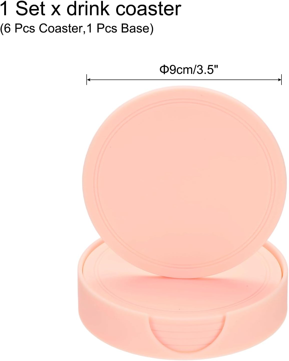uxcell Drink Coasters with Holder, 3.5 Inch PVC Coffee Cup Mat Housewarming Gifts for Hot or Cold Drinks, Pink