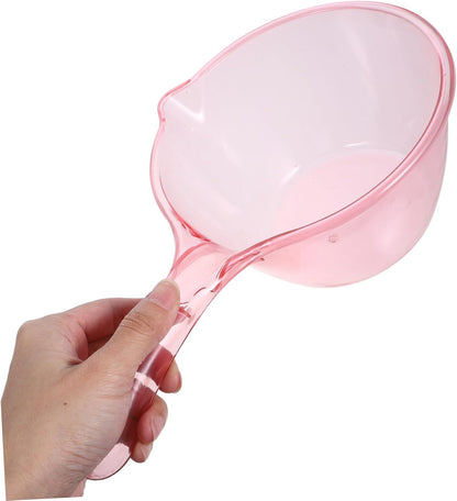 Cabilock 3pcs Kitchen Water Ladles Thickened Multipurpose Water Scoop with Long Handle for Bathing Cooking Plant Watering and Home Use in Pink Light Green Brown