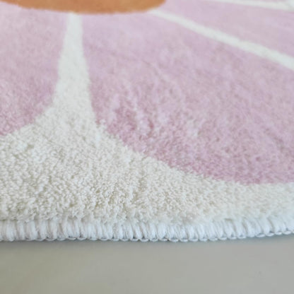 Flower Shaped Round Area Rug,Washable Round Soft Floral Area Rugs for Living Room Girls Bedroom Fluffy Circle Nonslip Circular Indoor Floor Mat for Entryway Kitchen-31.5" Round,Pink