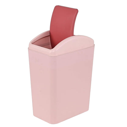 4 Gallon Trash Can with Swing Top Lid, Narrow Plastic Garbage Can, Pink
