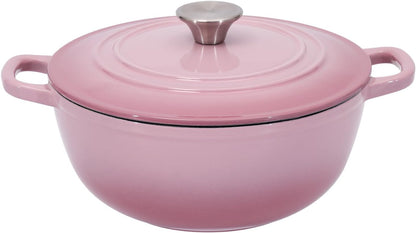 Flavehc Dutch Oven Pot with Lid 3.8 qt Cast Iron Dutch Oven for Bread Baking Pink Enameled Cast Iron Dutch Oven with Handels