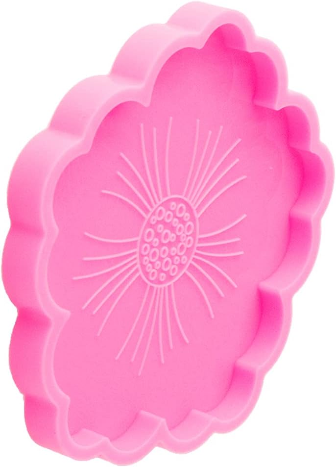 Shiny Glossy Peach Blossom Flowers Shape Silicone Mold Epoxy Resin Molds DIY Geode Coaster Agate Mould Resin Coaster Molds DIY Cup Mats Mold Home Decoration