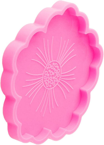 Shiny Glossy Peach Blossom Flowers Shape Silicone Mold Epoxy Resin Molds DIY Geode Coaster Agate Mould Resin Coaster Molds DIY Cup Mats Mold Home Decoration