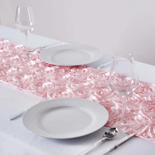 Efavormart Wonderland Rosette Premium Table Runners for Weddings Party Banquets Decor Fit Rectangle and Round Table - Blush